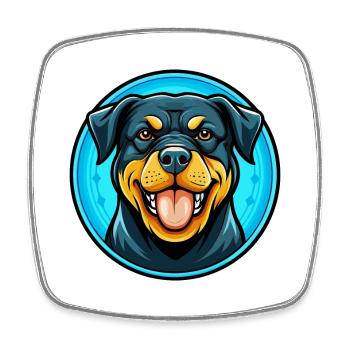 Rottweiler Dog Colorful Kawaii Cartoon Character - Square fridge magnet - white - Front