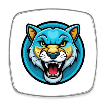 Cougar coloré Kawaii Dessin animé Personnage Clipart - Magnet carré - blanc - Devant