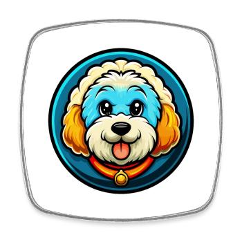 Bichon Frise Dog Colorful Kawaii Cartoon Clipart - Square fridge magnet - white - Front