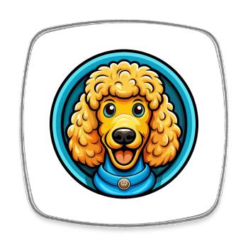 Caniche Chien Coloré Kawaii Dessin Animé Personnage Animal de compagnie - Magnet carré - blanc - Devant