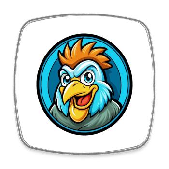 Huhn Bunte Kawaii Cartoon Figur Clipart - Viereckiger Kühlschrankmagnet - Weiß - Vorne