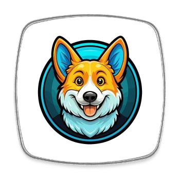 Corgi Dog Colorful Kawaii Cartoon Character Animal - Square fridge magnet - white - Front