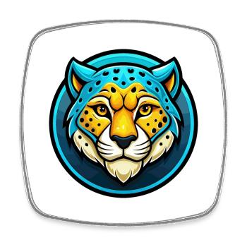 Cheetah Colorful Kawaii Cartoon Character Clipart - Square fridge magnet - white - Front