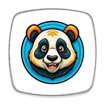 Panda Bunte Kawaii Cartoon Figur Clipart - Viereckiger Kühlschrankmagnet - Weiß - Vorne
