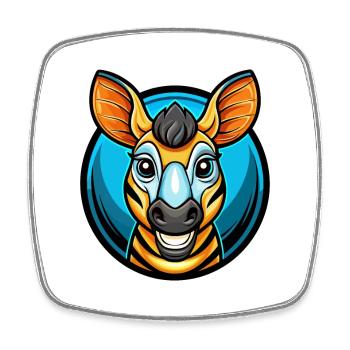 Okapi Colorful Kawaii Cartoon Character Clipart - Square fridge magnet - white - Front
