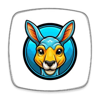 Kangaroo Colorful Kawaii Cartoon Character Clipart - Square fridge magnet - white - Front