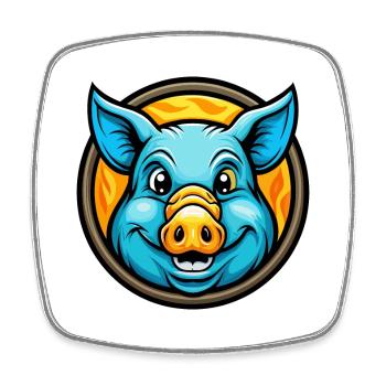 Cochon Coloré Kawaii Dessin Animé Personnage Clipart Animal de compagnie - Magnet carré - blanc - Devant