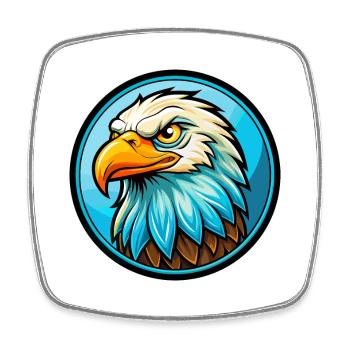 Eagle Colorful Kawaii Cartoon Character Clipart - Square fridge magnet - white - Front