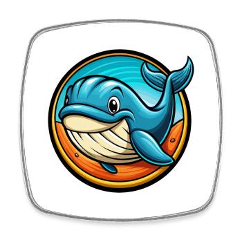 baleine coloré kawaii dessin animé personnage clipart - Magnet carré - blanc - Devant