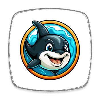 Orca Bunte Kawaii Cartoon Figur Clipart Haustier - Viereckiger Kühlschrankmagnet - Weiß - Vorne