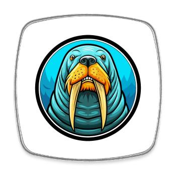 Walrus Colorful Kawaii Cartoon Character Clipart - Square fridge magnet - white - Front