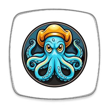 Oktopus Bunte Kawaii Cartoon Figur Clipart - Viereckiger Kühlschrankmagnet - Weiß - Vorne