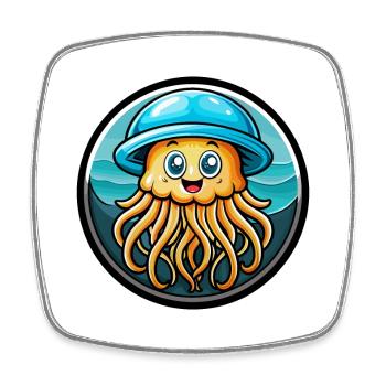 Jellyfish Colorful Kawaii Cartoon Character Animal - Square fridge magnet - white - Front