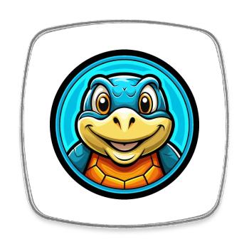 Schildkröte Bunte Kawaii Cartoon Figur Clipart - Viereckiger Kühlschrankmagnet - Weiß - Vorne