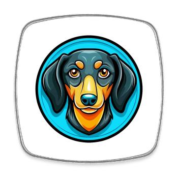 Dackel Hund Bunte Kawaii Zeichentrickfigur - Viereckiger Kühlschrankmagnet - Weiß - Vorne