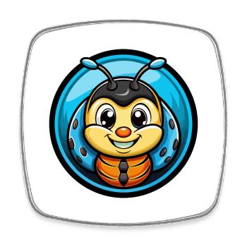 Ladybug Colorful Kawaii Cartoon Character Clipart - Square fridge magnet - white - Front