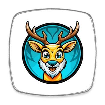 Deer Colorful Kawaii Cartoon Character Clipart Pet - Square fridge magnet - white - Front