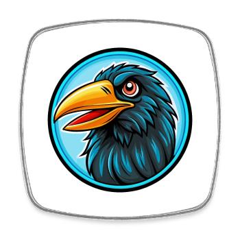 Raven Colorful Kawaii Cartoon Character Clipart - Square fridge magnet - white - Front