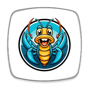 homard coloré kawaii personnage de dessin animé clipart - Magnet carré - blanc - Devant