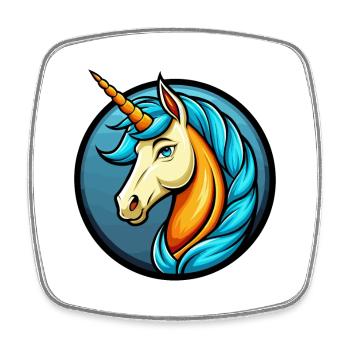 Einhorn Bunte Kawaii Cartoon Figur Clipart - Viereckiger Kühlschrankmagnet - Weiß - Vorne
