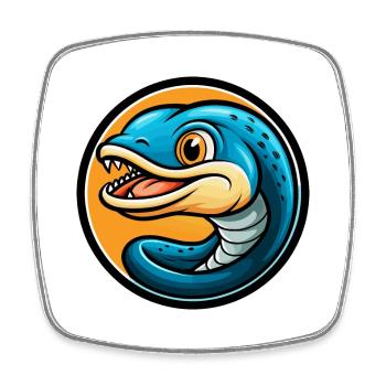 Eel Colorful Kawaii Cartoon Character Clipart Pet - Square fridge magnet - white - Front