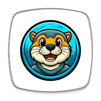 Otter Colorful Kawaii Cartoon Character Clipart - Square fridge magnet - white - Front
