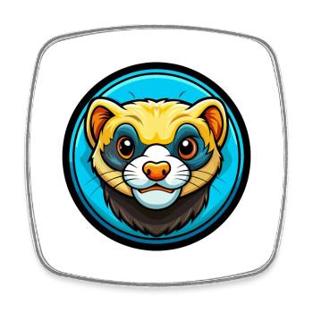 Ferret coloré Kawaii Dessin animé Personnage Clipart - Magnet carré - blanc - Devant