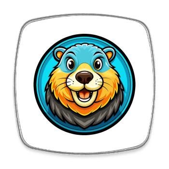 Groundhog Colorful Kawaii Cartoon Character Animal - Square fridge magnet - white - Front