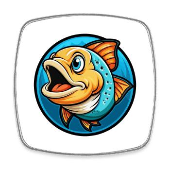 Fish Colorful Kawaii Cartoon Character Clipart Pet - Square fridge magnet - white - Front