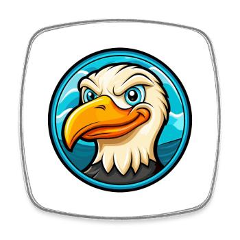 Seagull Colorful Kawaii Cartoon Character Clipart - Square fridge magnet - white - Front