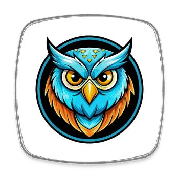 Owl Colorful Kawaii Cartoon Character Clipart Pet - Square fridge magnet - white - Front