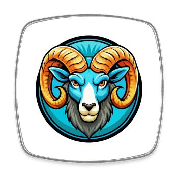 Ram coloré Kawaii dessin animé Personnage Clipart Animal de compagnie - Magnet carré - blanc - Devant