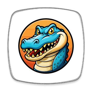 crocodile coloré kawaii dessin animé personnage animal - Magnet carré - blanc - Devant