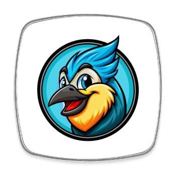Jay Bird Bunte Kawaii Cartoon Figur Clipart - Viereckiger Kühlschrankmagnet - Weiß - Vorne