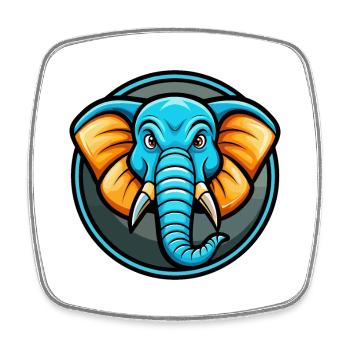 Elefant Bunte Kawaii Cartoon Figur Clipart - Viereckiger Kühlschrankmagnet - Weiß - Vorne