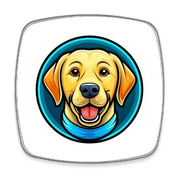 Labrador Retriever Chien Coloré Kawaii Dessin Animé Animal de compagnie - Magnet carré - blanc - Devant