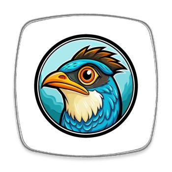 Cuckoo Bird Colorful Kawaii Cartoon Character Pet - Square fridge magnet - white - Front
