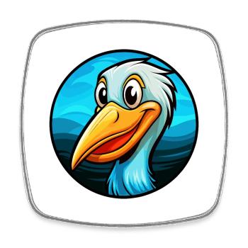 Pelican Colorful Kawaii Cartoon Character Clipart - Square fridge magnet - white - Front