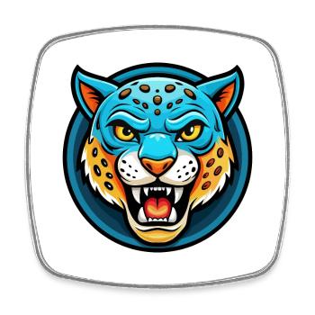 Jaguar Bunte Kawaii Cartoon Figur Clipart - Viereckiger Kühlschrankmagnet - Weiß - Vorne