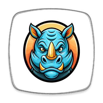 Rhino Colorful Kawaii Cartoon Character Clipart - Square fridge magnet - white - Front
