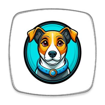 Jack Russell Terrier Hund Bunte Kawaii Karikatur - Viereckiger Kühlschrankmagnet - Weiß - Vorne