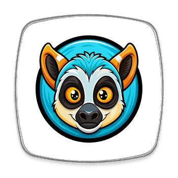 Lemur Colorful Kawaii Cartoon Character Clipart - Square fridge magnet - white - Front
