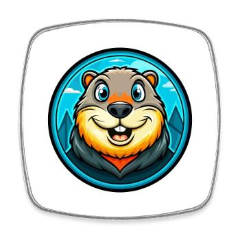 Marmot Colorful Kawaii Cartoon Character Clipart - Square fridge magnet - white - Front