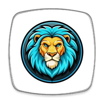 Lion Colorful Kawaii Cartoon Character Clipart Pet - Square fridge magnet - white - Front