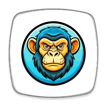Monkey Colorful Kawaii Cartoon Character Clipart - Square fridge magnet - white - Front