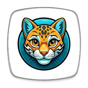 Ocelot Bunte Kawaii Cartoon Figur Clipart - Viereckiger Kühlschrankmagnet - Weiß - Vorne