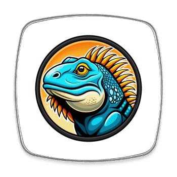 Iguana Colorful Kawaii Cartoon Character Clipart - Square fridge magnet - white - Front