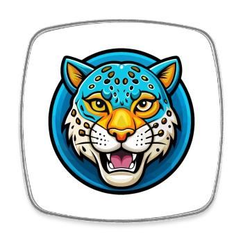 Leopard Colorful Kawaii Cartoon Character Clipart - Square fridge magnet - white - Front
