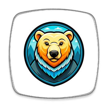 ours polaire coloré kawaii dessin animé personnage animal de compagnie - Magnet carré - blanc - Devant