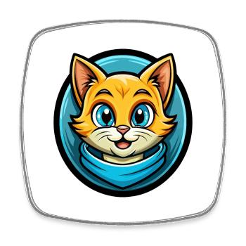 Kitten Colorful Kawaii Cartoon Character Clipart - Square fridge magnet - white - Front